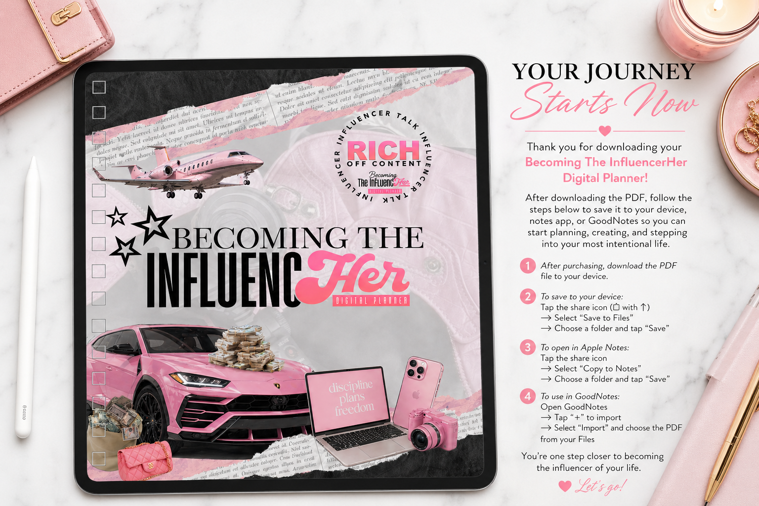 Becoming the "InfuencHER" 12mo. Digital Planner